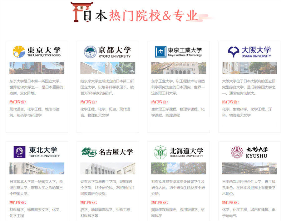 日本留学热门院校